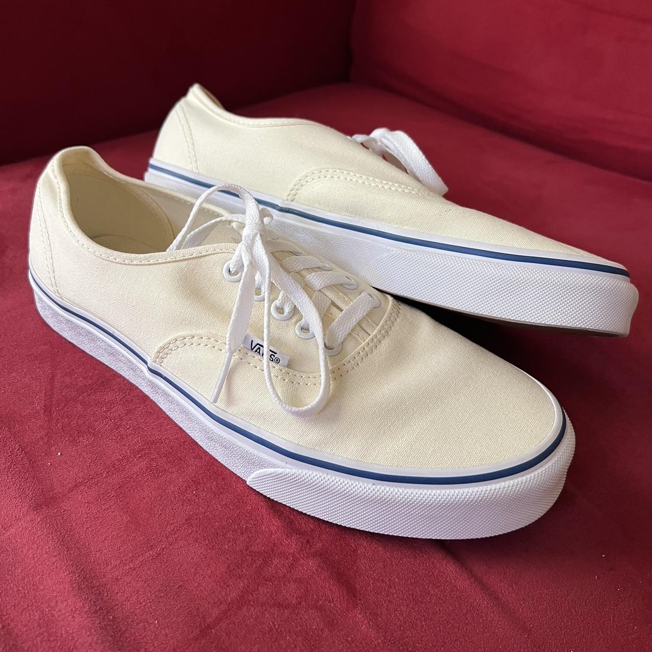 Vans Men's Cream and White Trainers | Depop