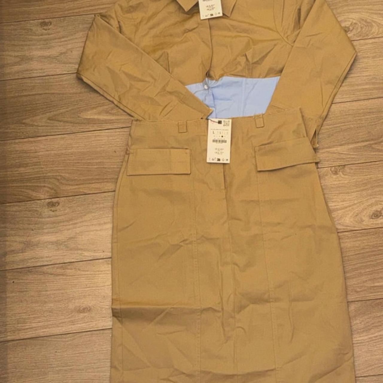Zara Tan and cream midi skirt suit midi Brand new... Depop
