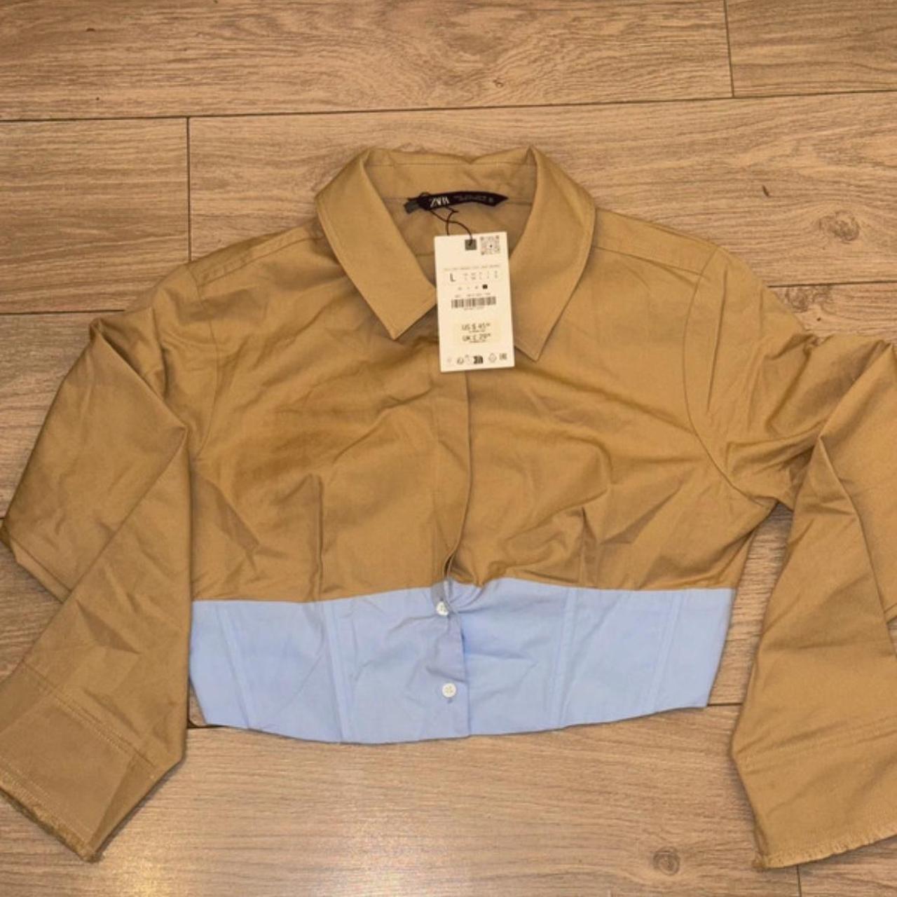 Zara Tan and cream midi skirt suit midi Brand new... Depop