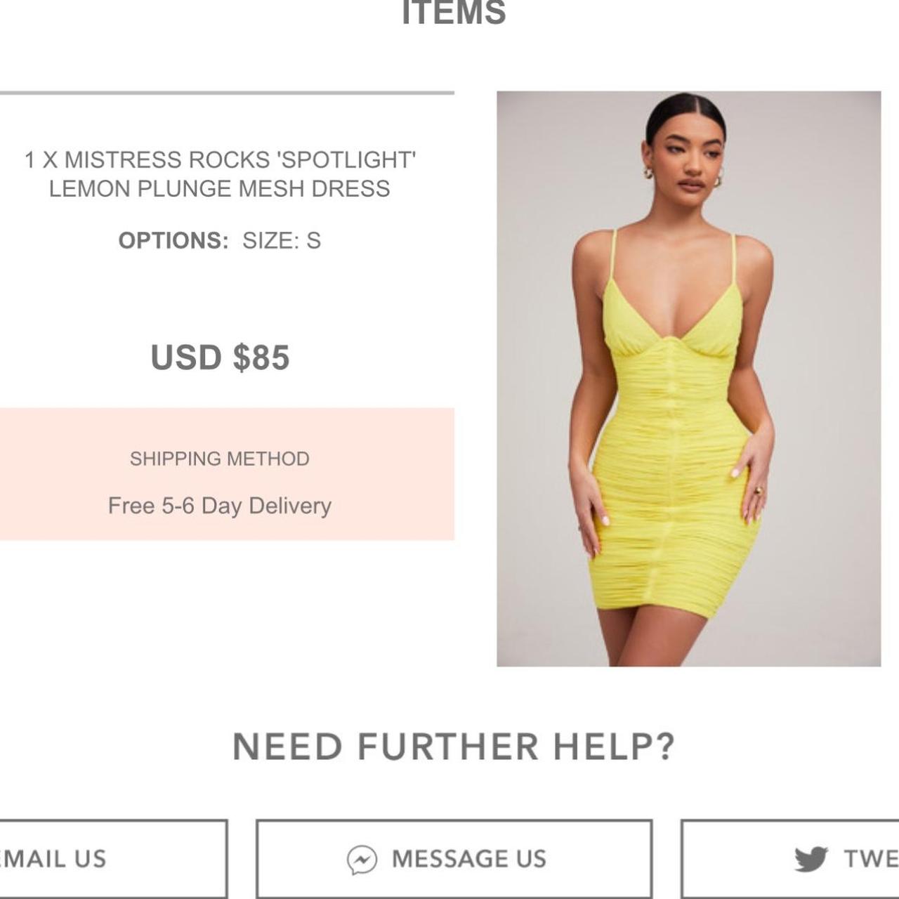 Spotlight' Lemon Plunge Mesh Dress - Mistress Rock