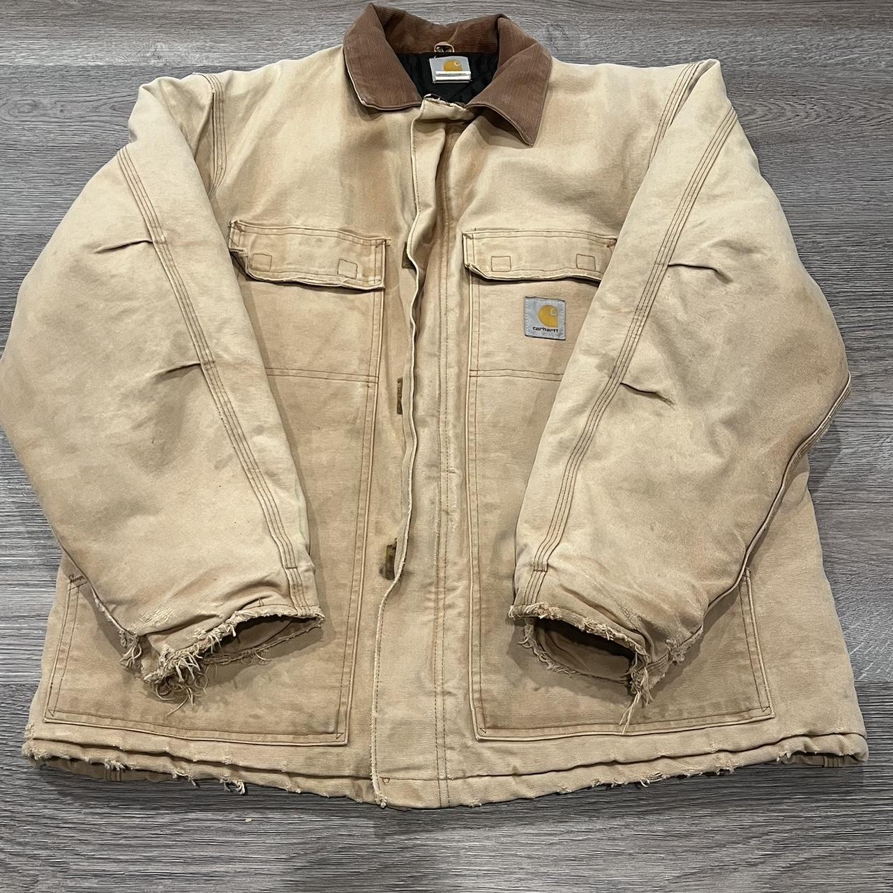 Vintage 90s/ early 2000s y2k carhartt zip up velcro... - Depop