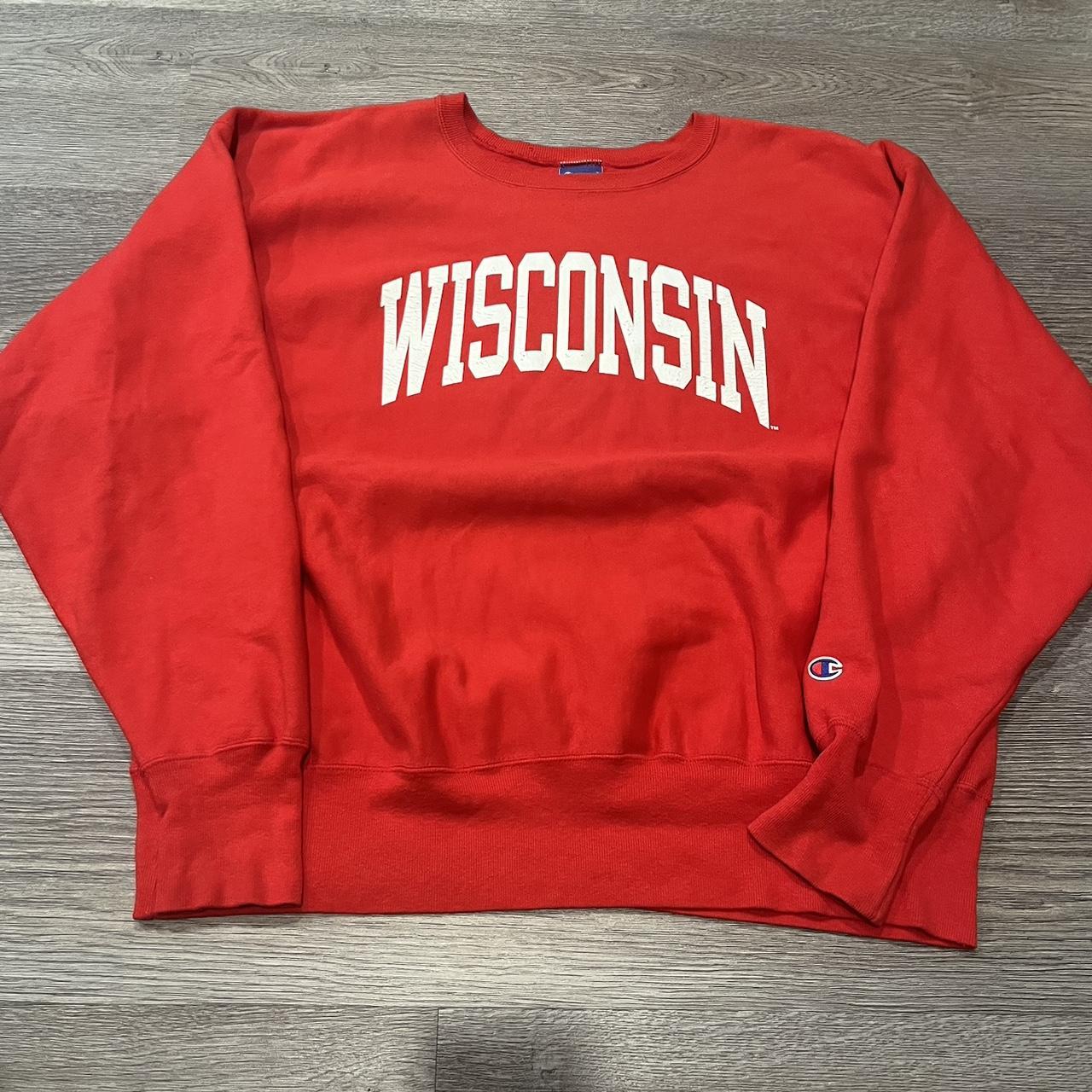 Vintage 90s reverse weave Wisconsin badgers thick...