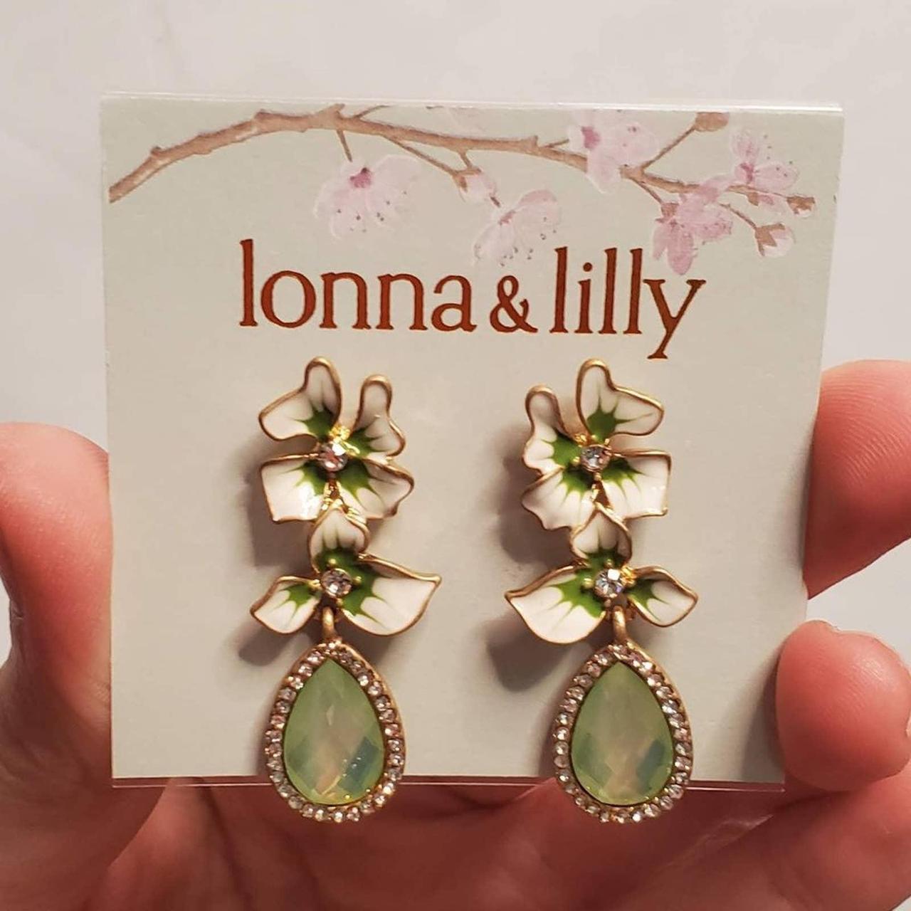 Lonna & Lilly Gold-Tone Crystal & Stone Flower Drop... - Depop