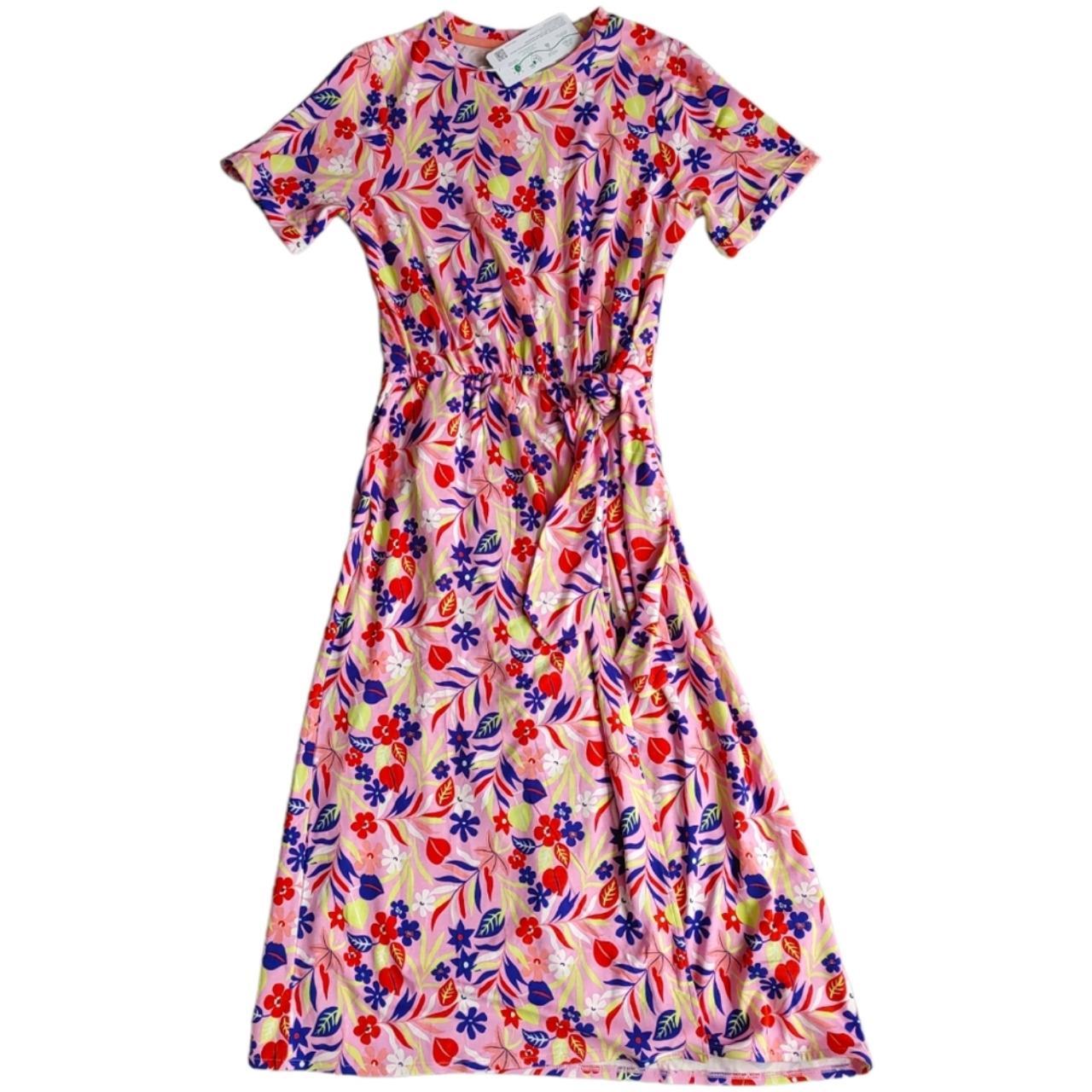 New Boden Amanda Jersey Midi Dress 4 Bonbon Tropic... - Depop