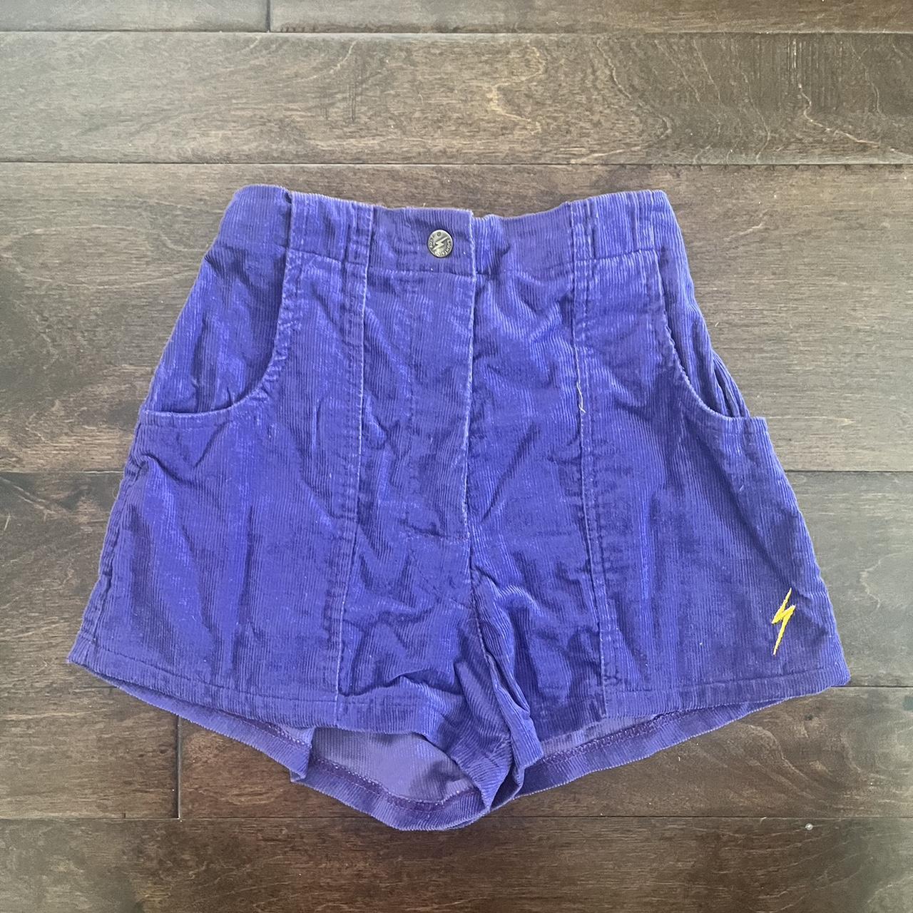 vintage retro purple corduroy hot shorts looks like... - Depop