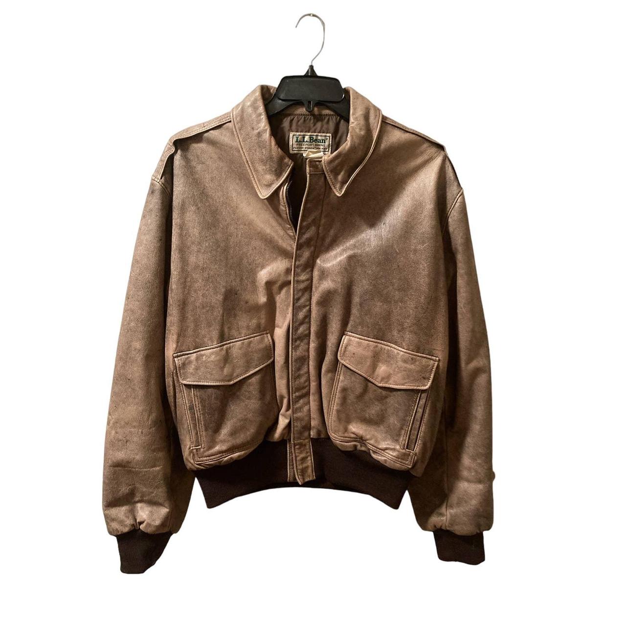 This vintage LL Bean leather bomber jacket is a... Depop