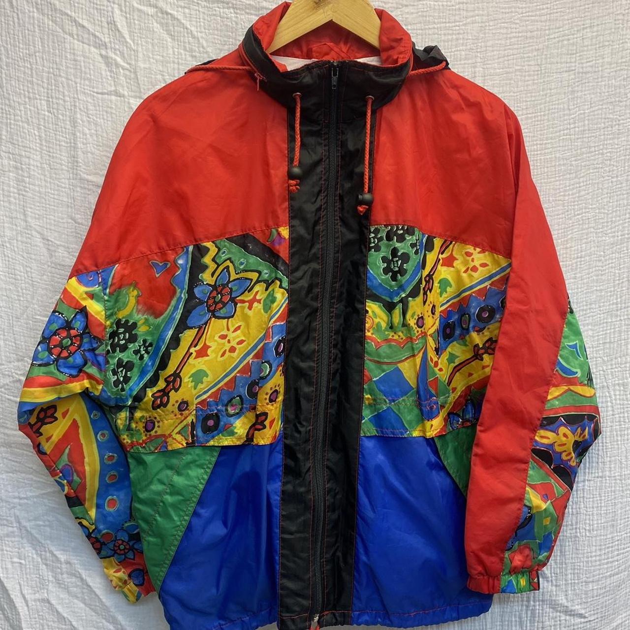 Vintage 80s 90s Windbreaker Jacket Colourful Depop