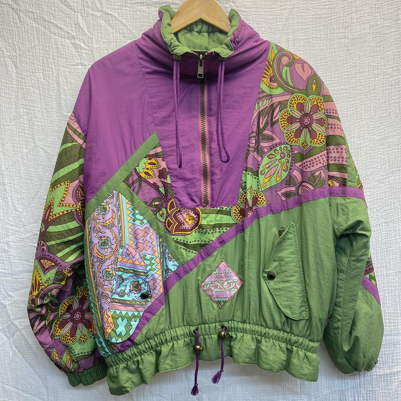 Vintage Ski Jacket 80s 90s Colourful Abstract... - Depop