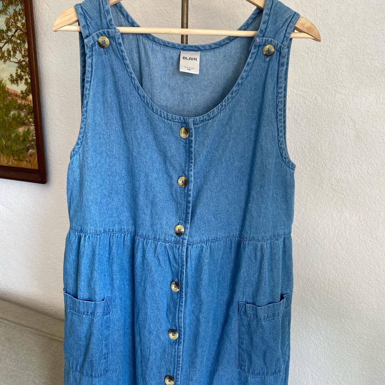 Vintage Blair denim midi dress with two pockets.... - Depop