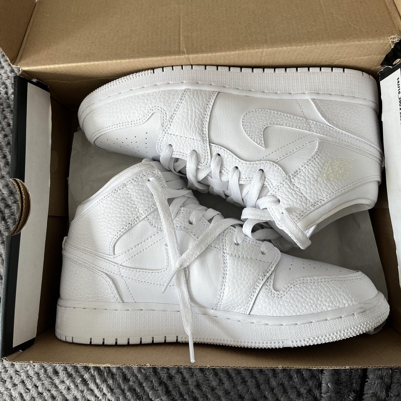 triple white jordan mids