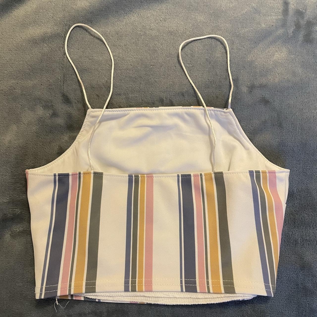 NEW LOOK WOMENS CROP TOP (multicoloured stripe) size... - Depop