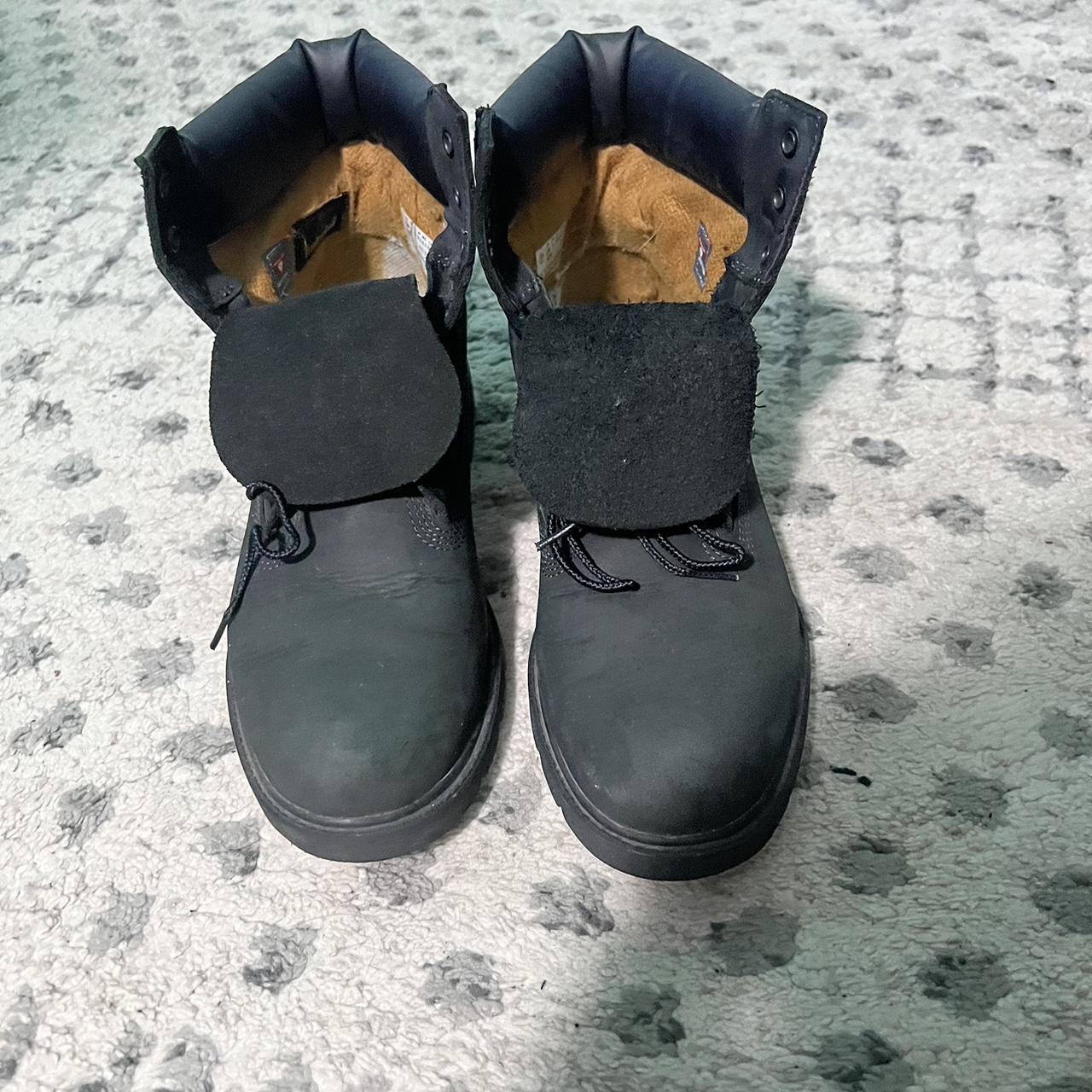 Single Sole Black Out Timbs - Depop