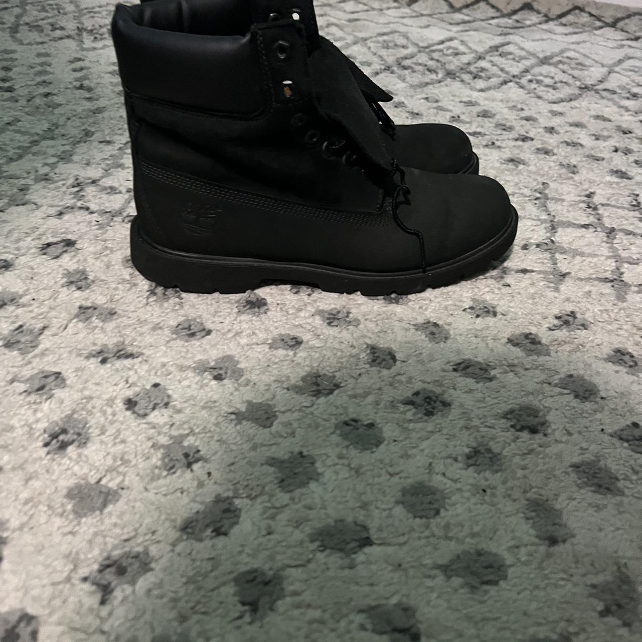 Single Sole Black Out Timbs - Depop