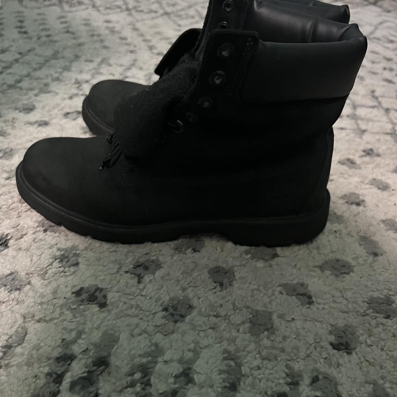 Single Sole Black Out Timbs - Depop