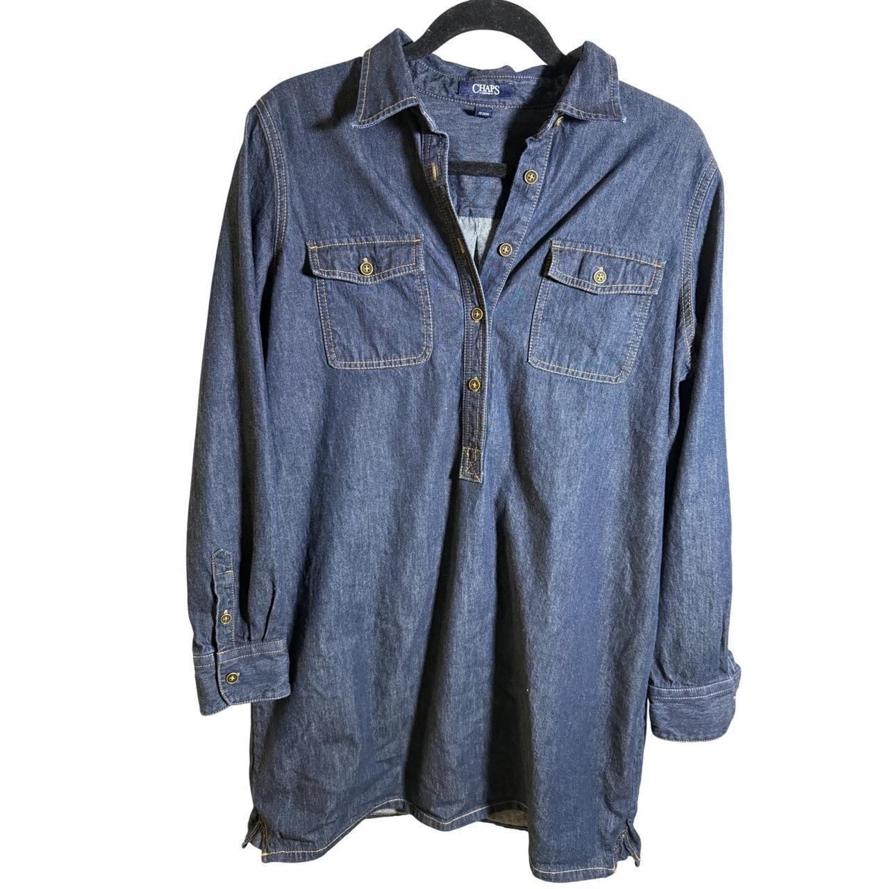 Chaps Women's Shirt Dress - Blue - L – Chaps Deni… - image 1