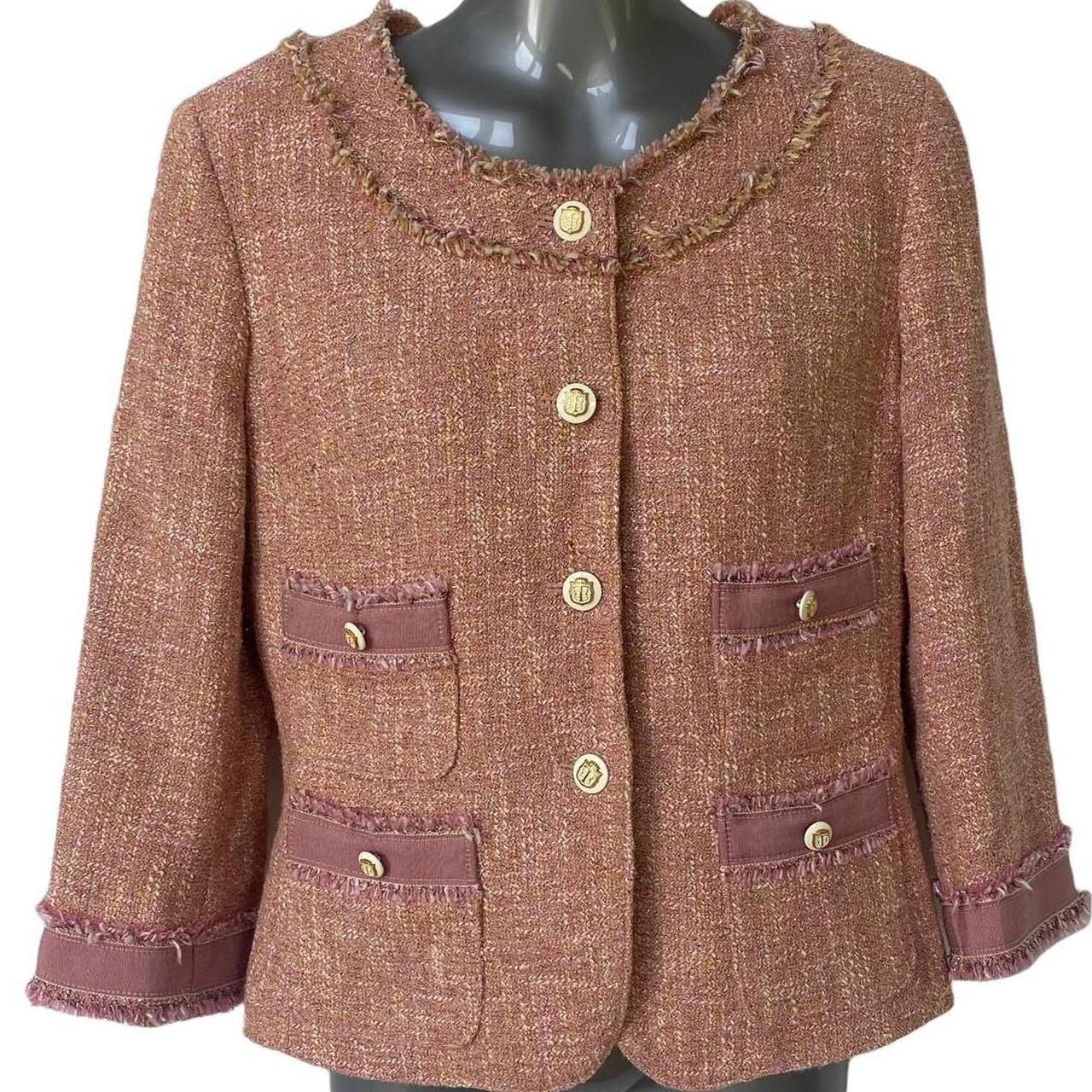 Vintage Talbots Blazer Y2K Tweed Jacket Mauve Pink - Depop
