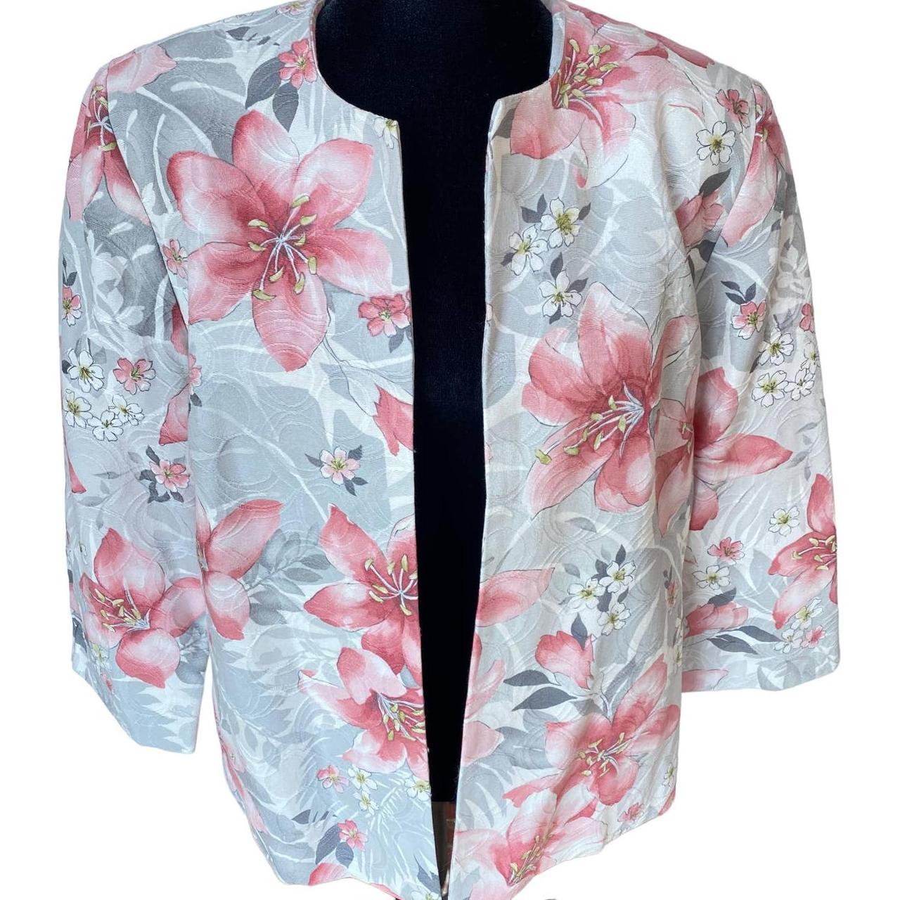 Alfred Dunner Women's Jacket, Size 8. White, lined with Floral Pattern.