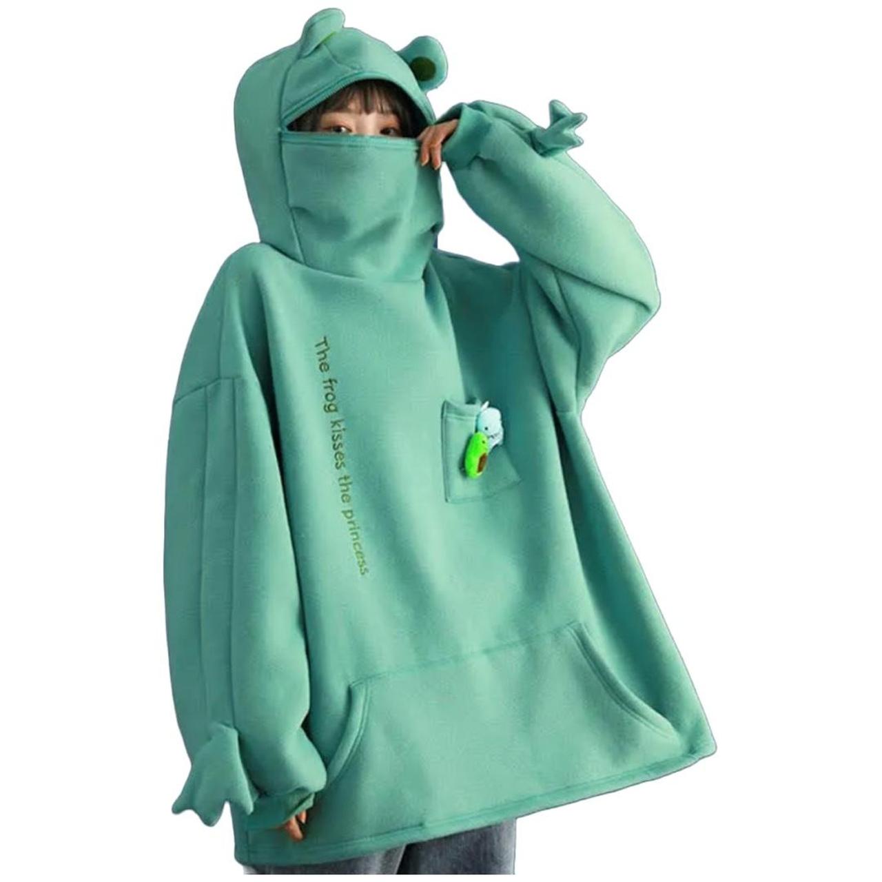 Frog letter zipper pocket oversized online hoodie the frog kisses the princess