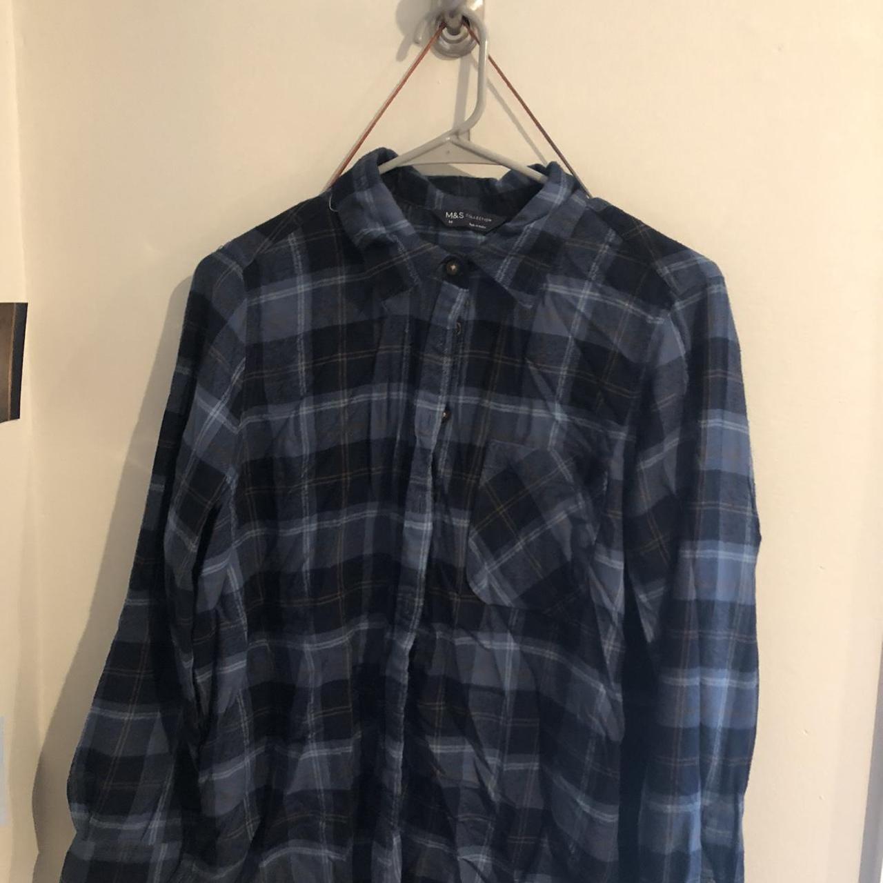 Marks & Spencer Soft Blue Flannel 14 M&S (US Medium) - Depop