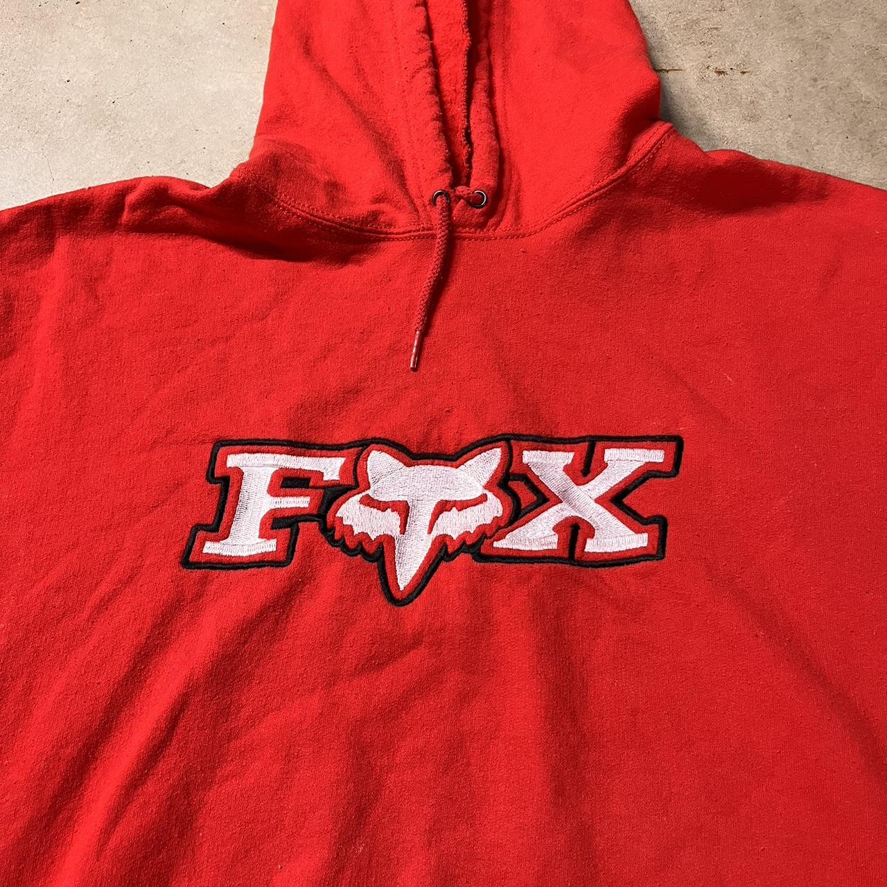 Y2K Fox racing embroidered sweatshirt Size... - Depop