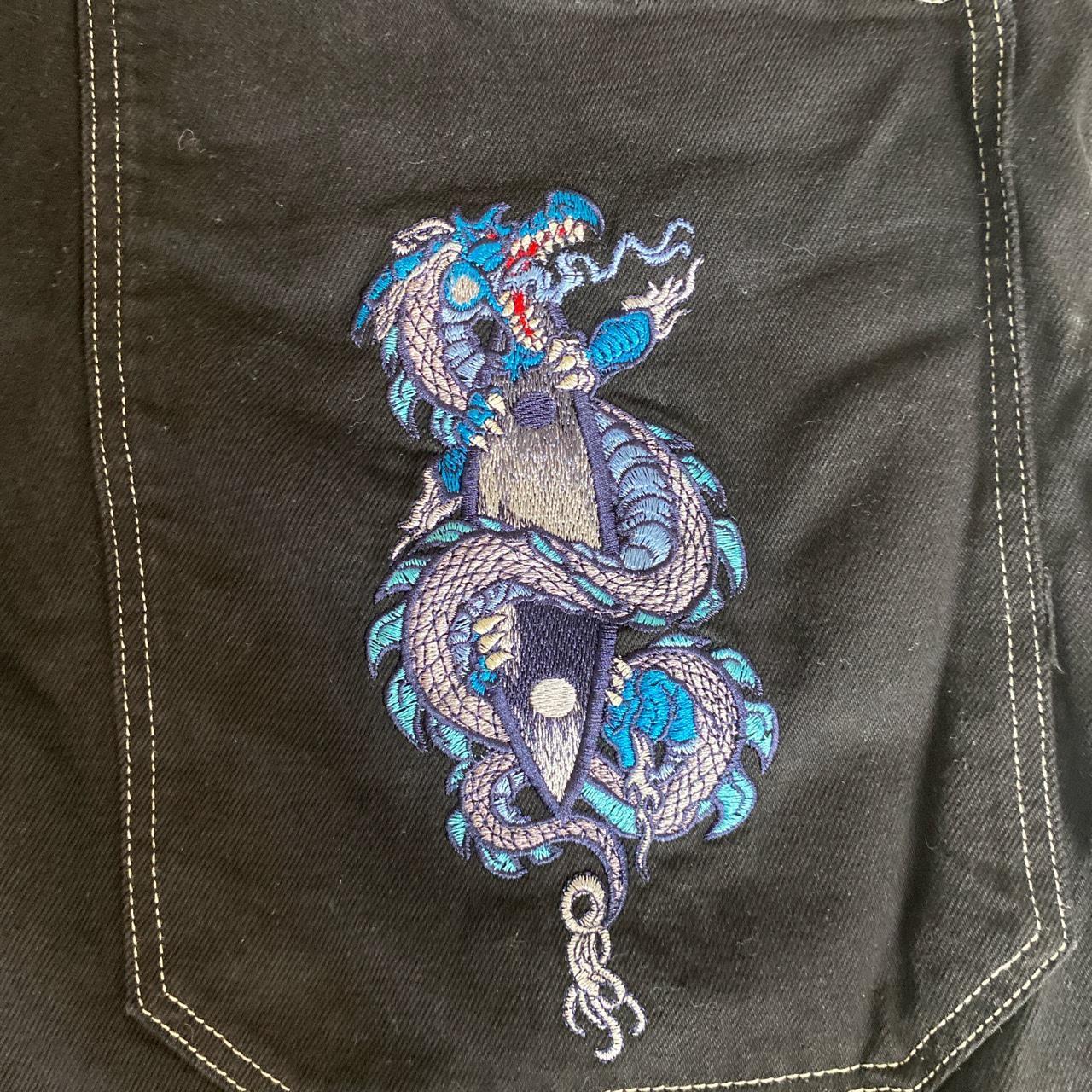 JNCO Blue Dragon Jorts Crazy piece no flaws #jnco... - Depop