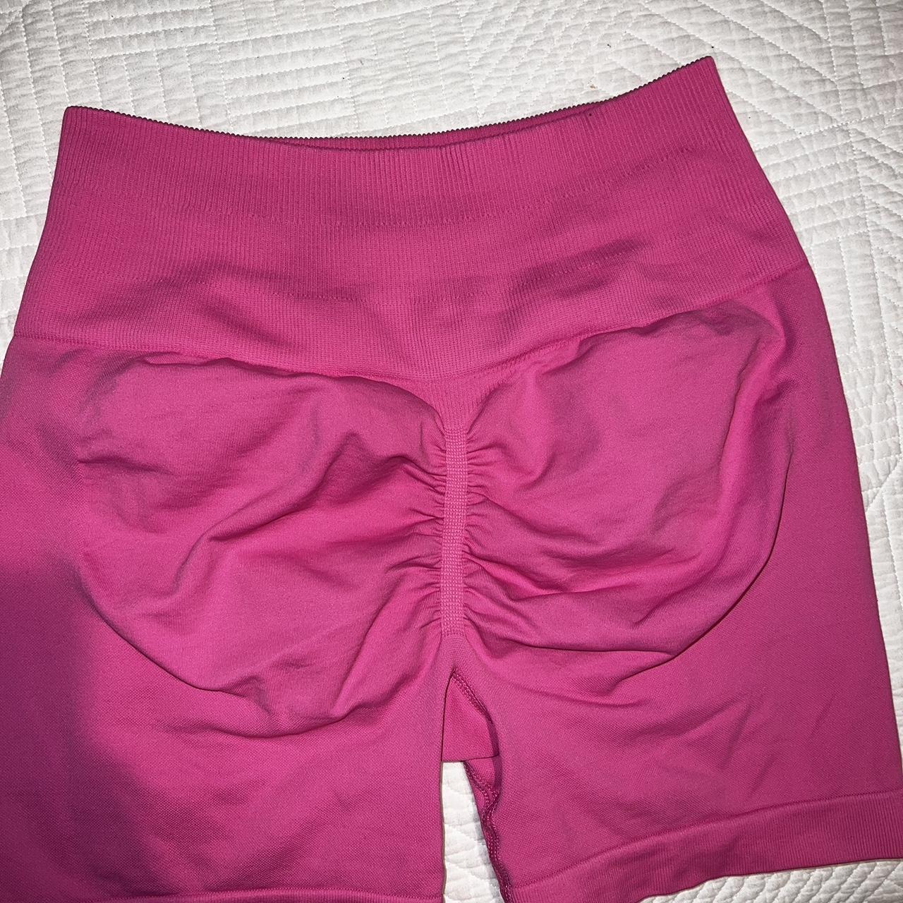 Pink bubble gum booty scrunch shorts • brand new... - Depop