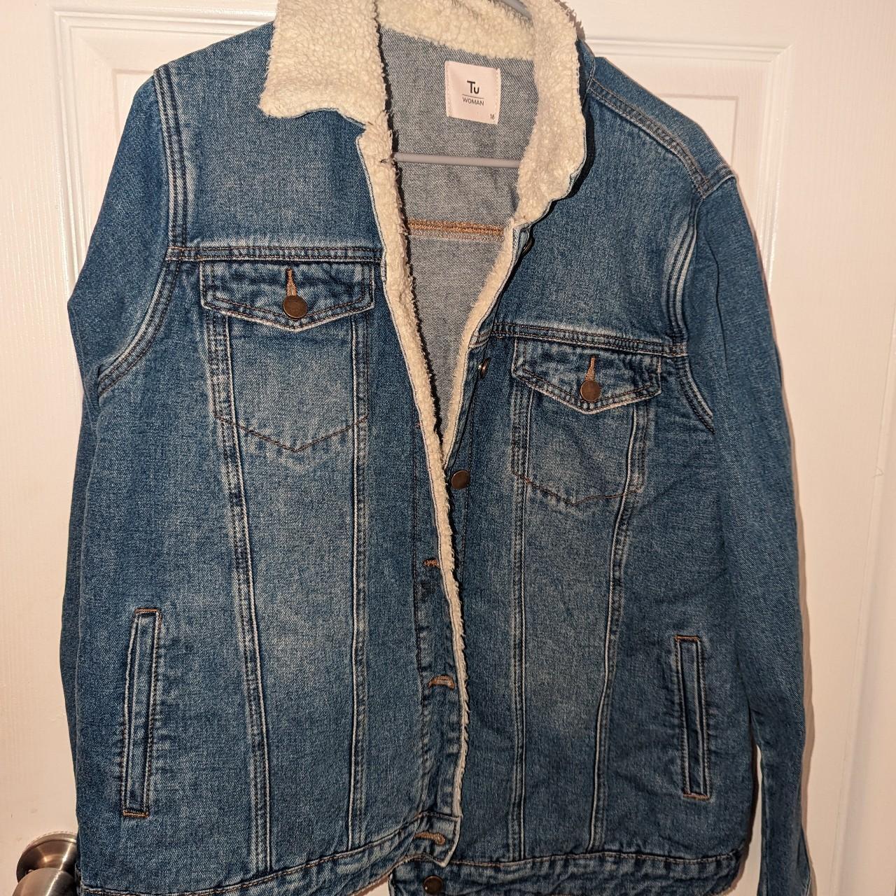 Denim jacket with fleece collar. from Sainsbury's in... - Depop