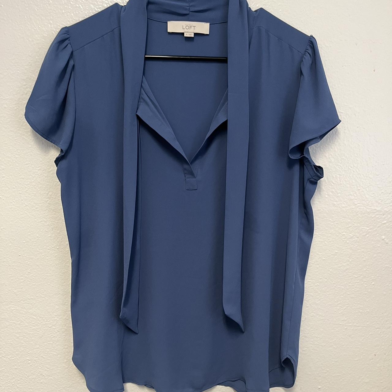 LOFT Women's Blue Blouse | Depop