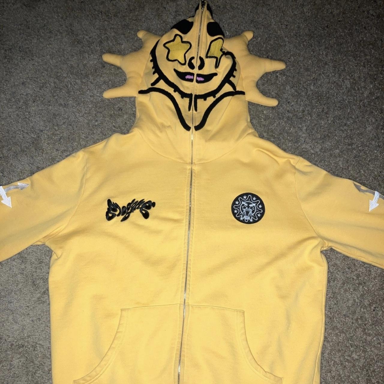 Yellow Glo Gang “Glo Man” zip up hoodie. #streetwear - Depop