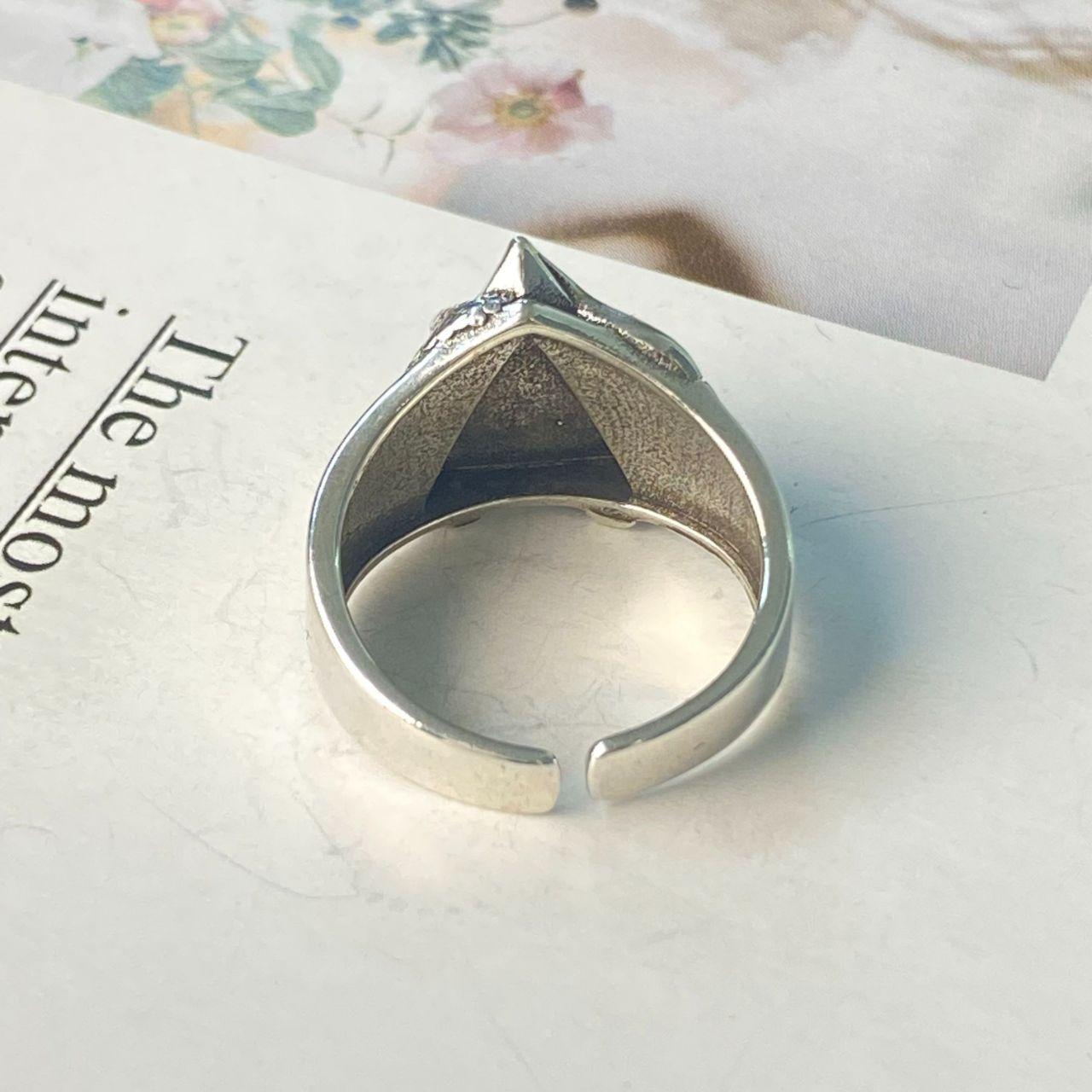 Vintage Women's Ring - Silver – Triangular patter… - image 2