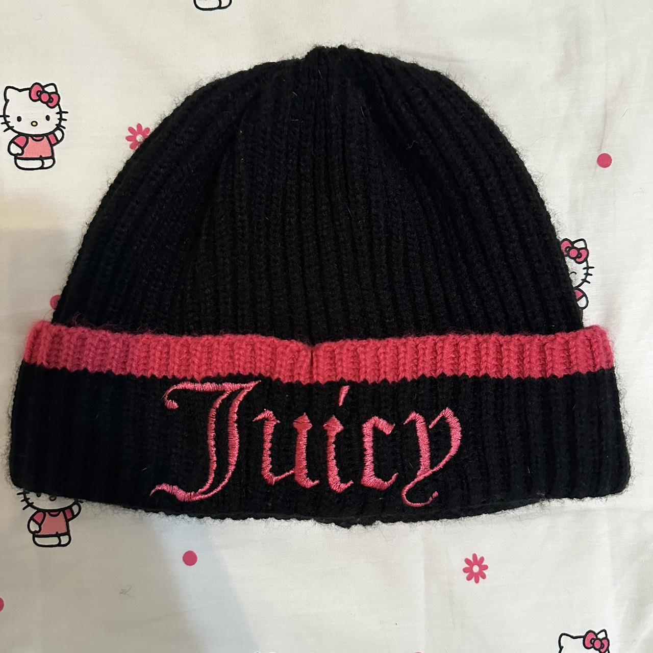 JUICY COUTURE★ Knitted hat JC259 Juicy Couture black/hot pink knit beanie. Excellent | Depop