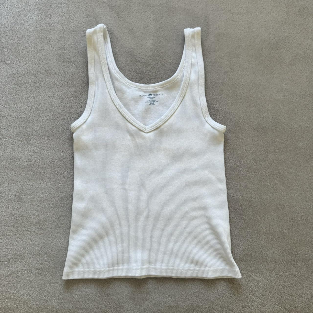Brandy Melville Ribbed V-Neck Tank Top - White • in | Depop