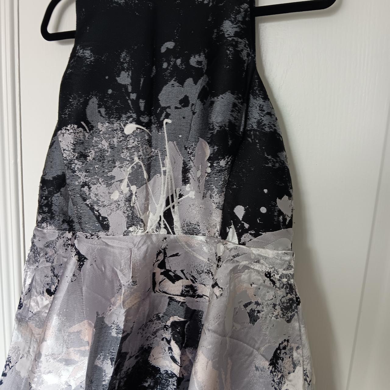 Silver grey and black coast dress with paint. Depop