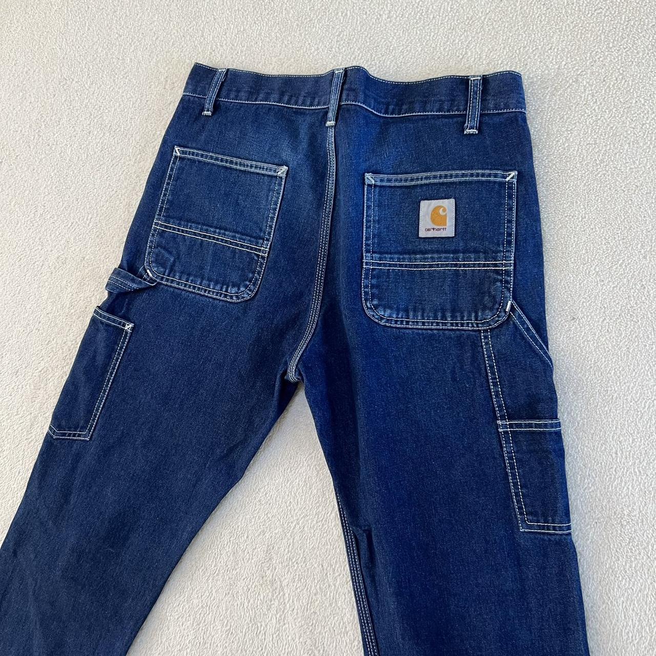 Carharrt navy blue carpenter jeans. Really nice in... - Depop