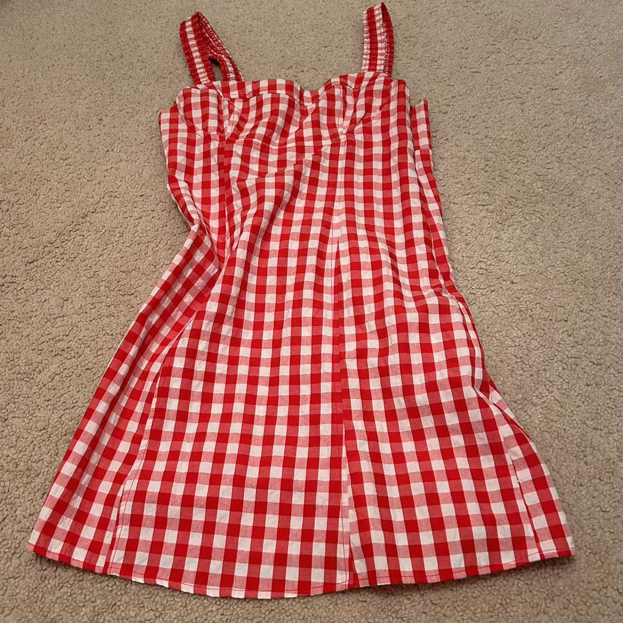 red gingham cider mini dress - Depop