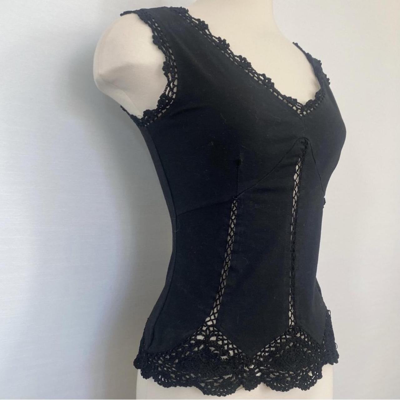 Gothic Black Crochet Sheer Macramé Lace Stretch Knit... - Depop