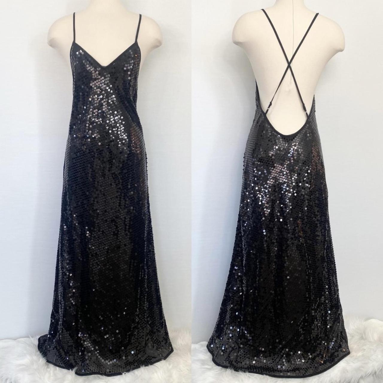 90s Victoria's Secret RARE Sparkly Sequin Black Tie... - Depop