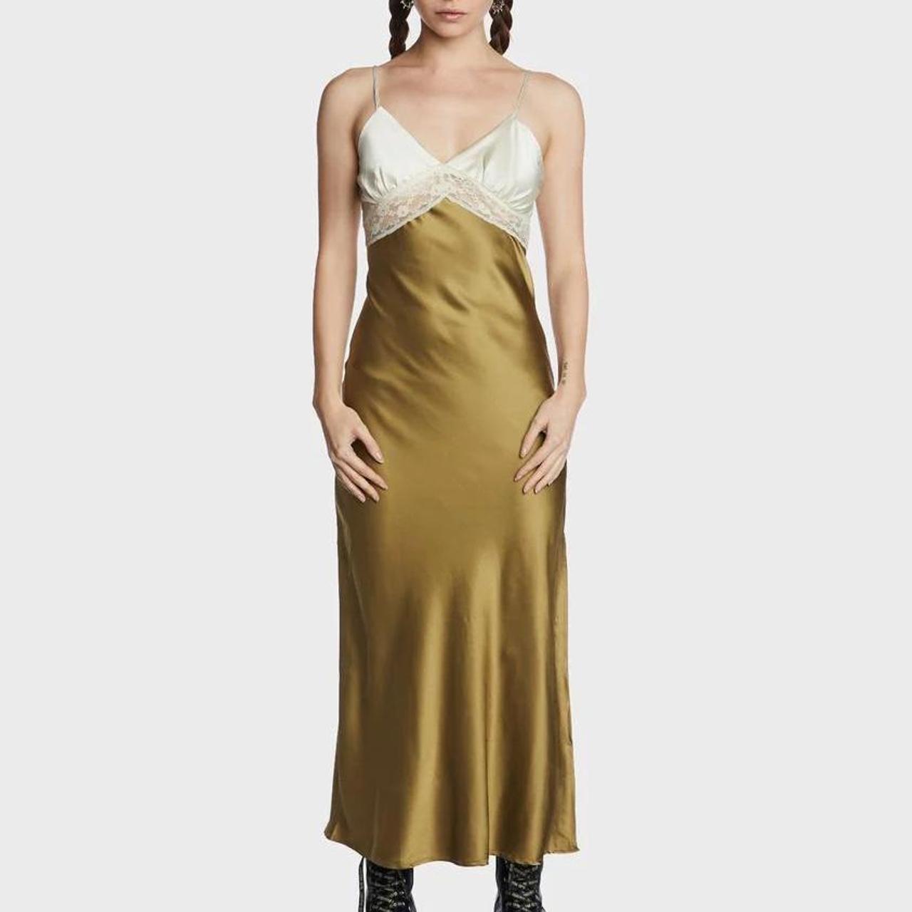 Dolls Kill Women's White and Khaki Dress Depop