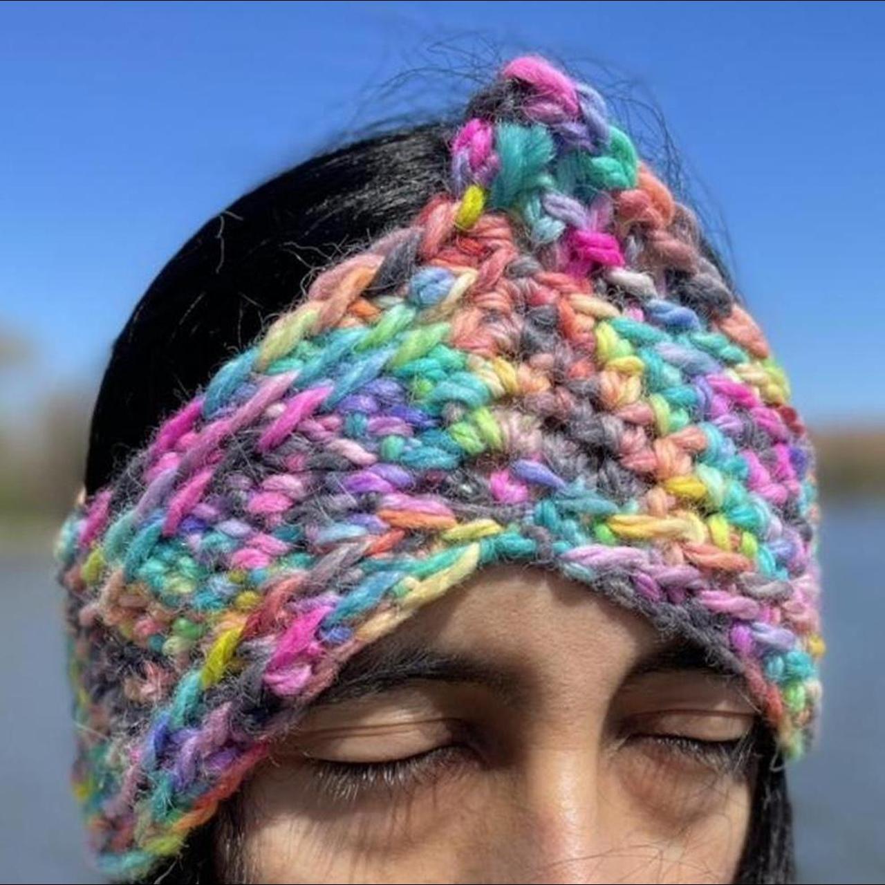 Crochet Handmade Rainbow Head band Crown . .Size... - Depop