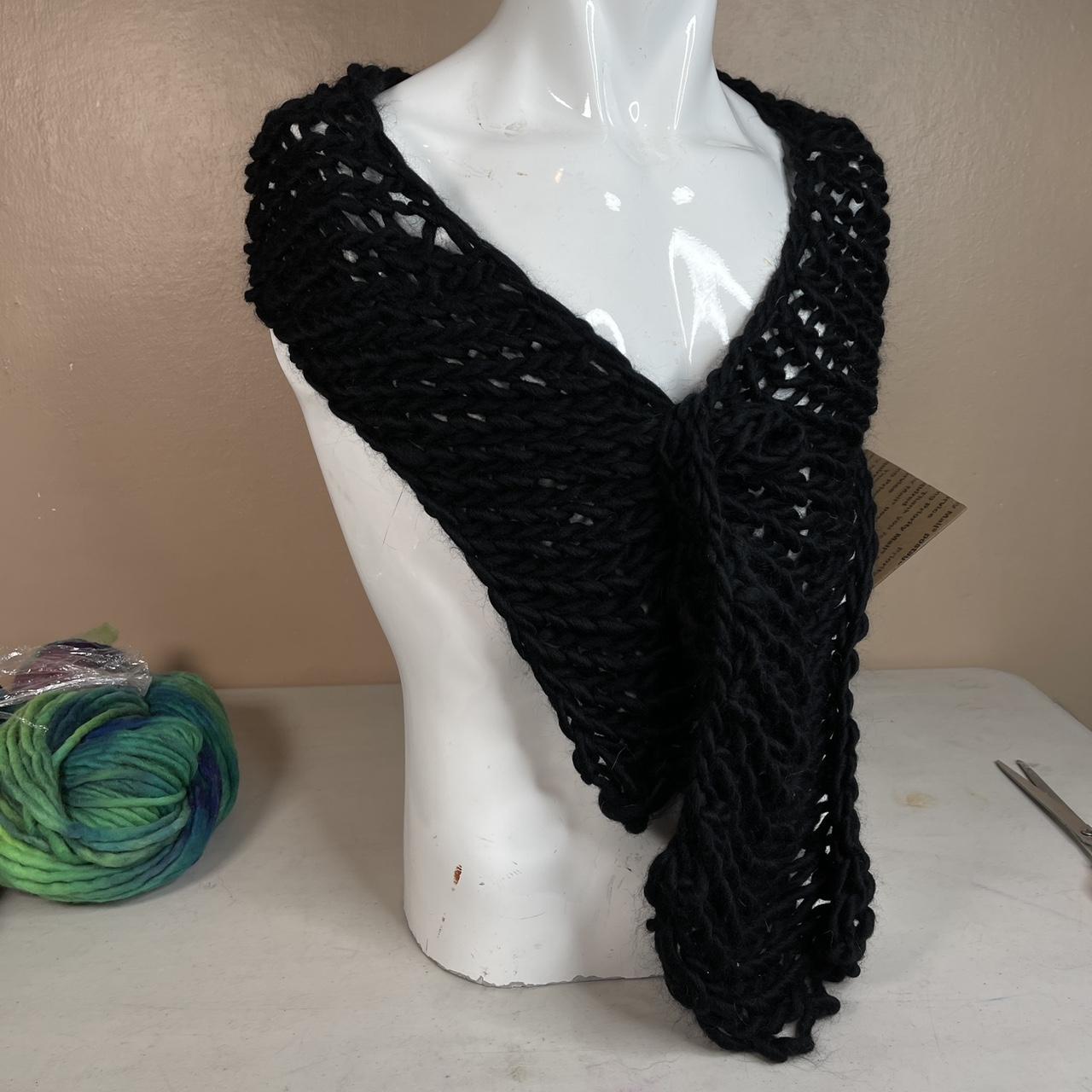 Lace Black Mesh Fishnet Scarf . .100% Wool ,... - Depop