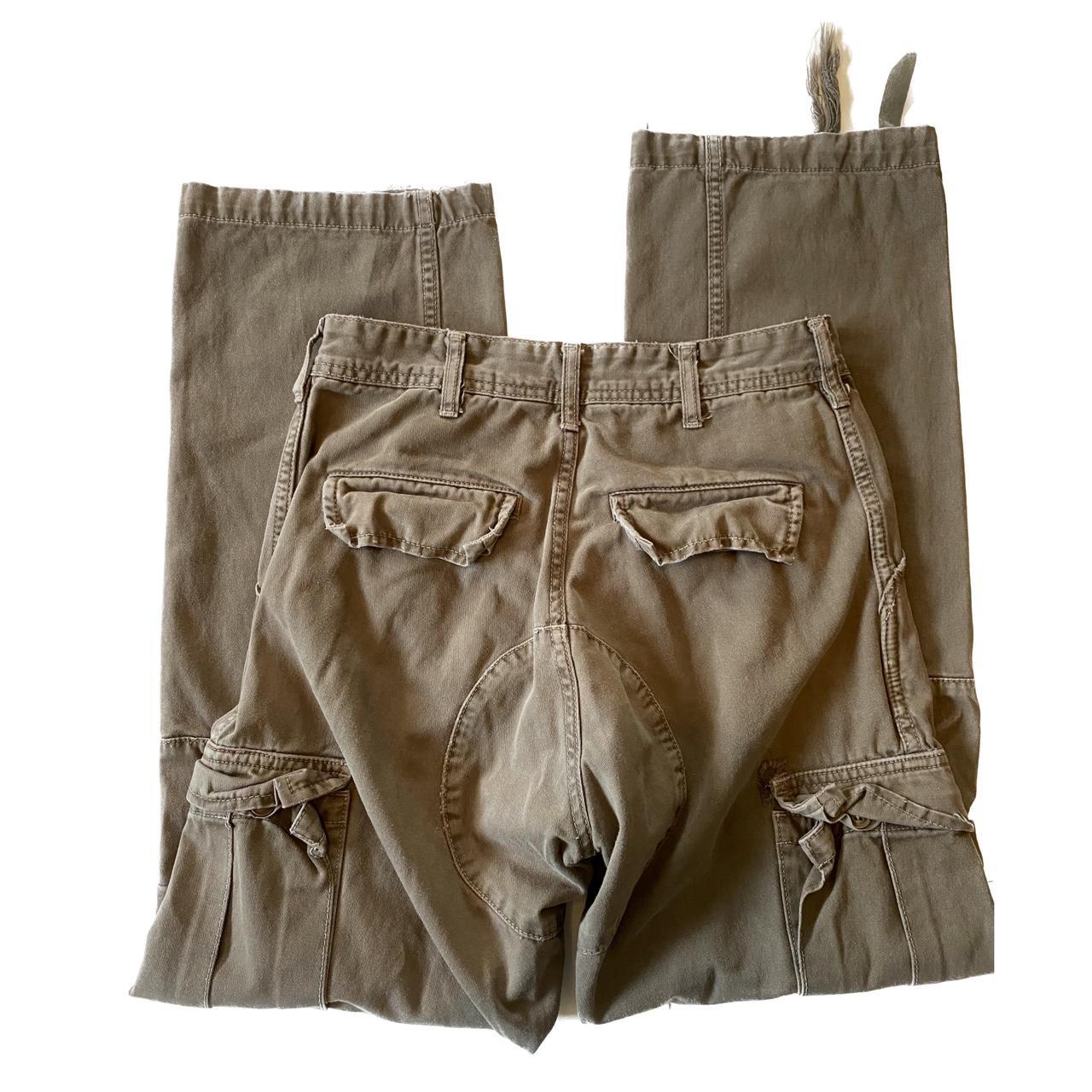 Brandy Melville Women's Khaki and Green Trousers Depop