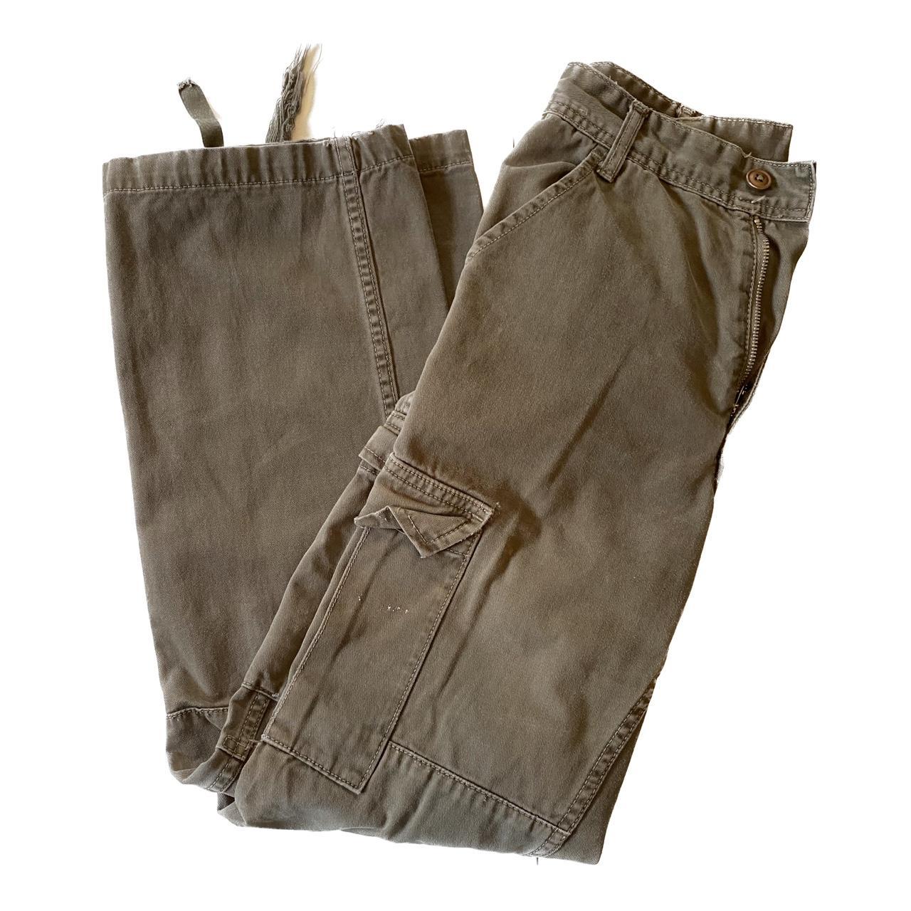 Brandy Melville Women's Khaki and Green Trousers Depop