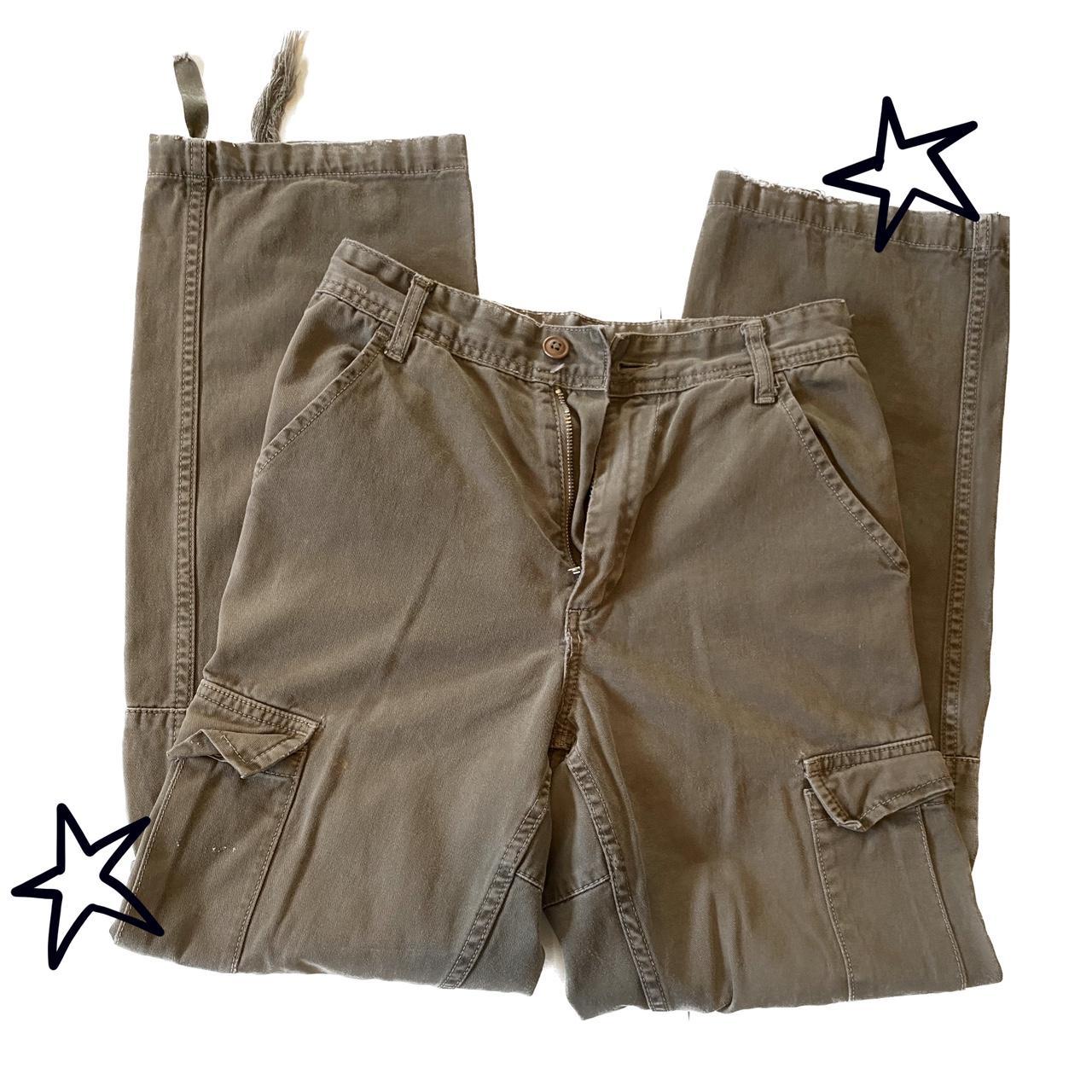 Brandy Melville Women's Khaki and Green Trousers Depop