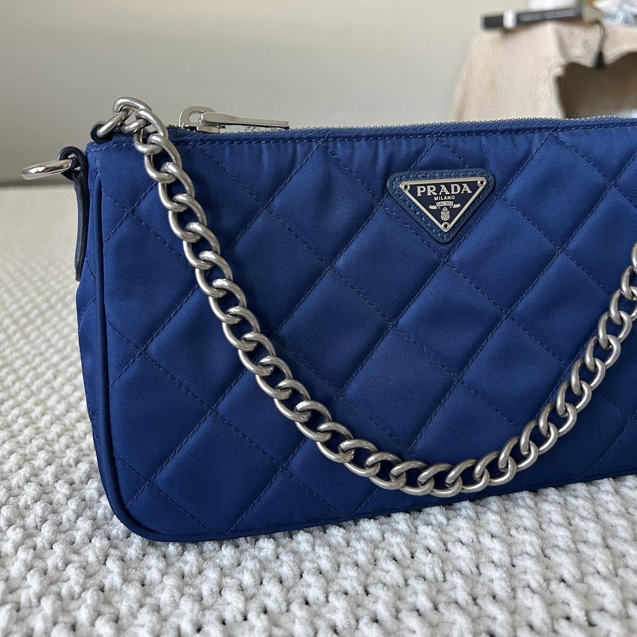 Most beautiful Prada Tessuto Impuntu bag in Bluette. Depop