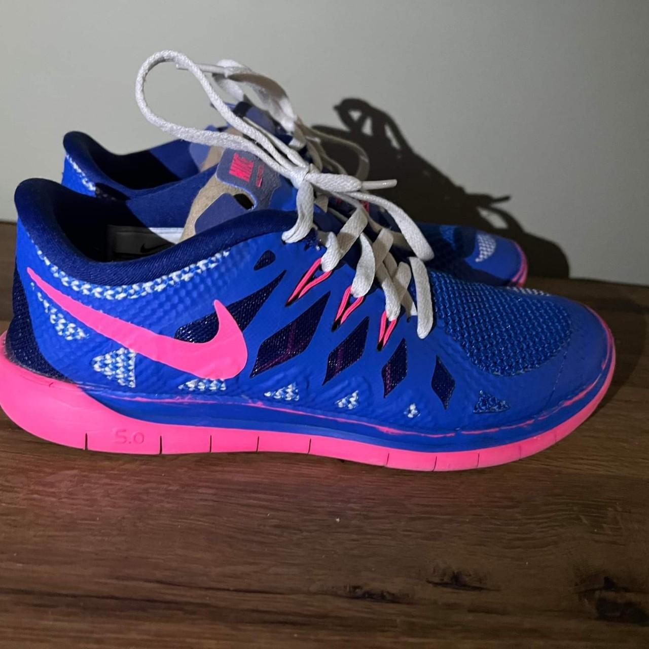 NIKE blue and pink trainers. As shown in images !!... - Depop