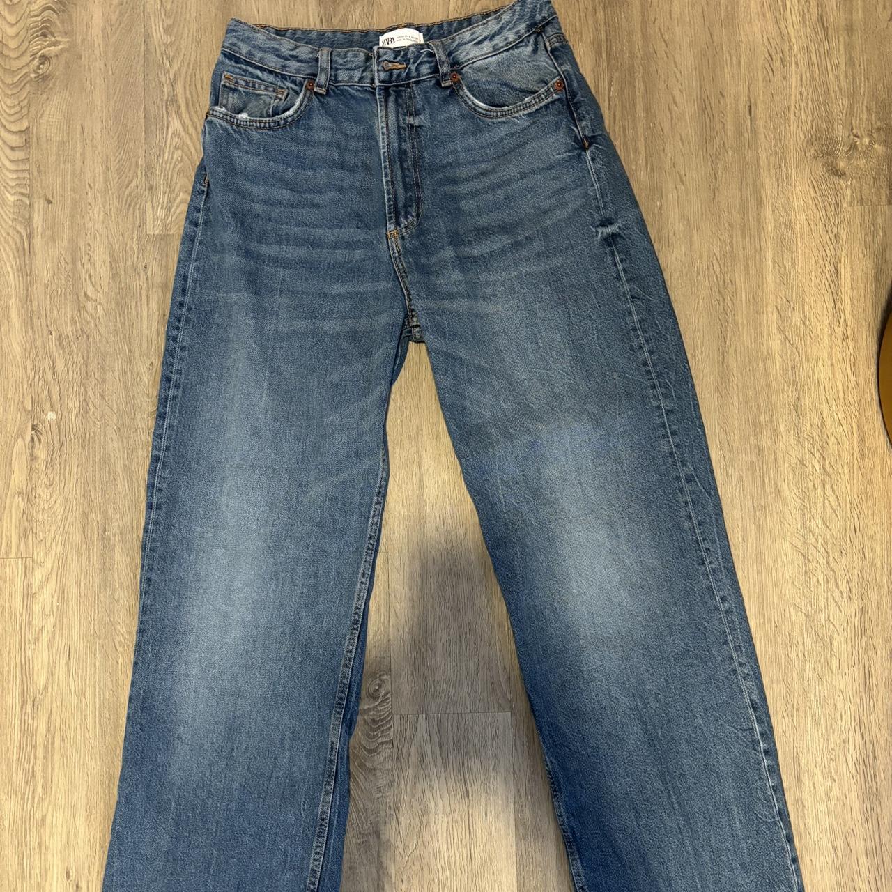 Zara wide leg full length jeans Color: dark blue... - Depop