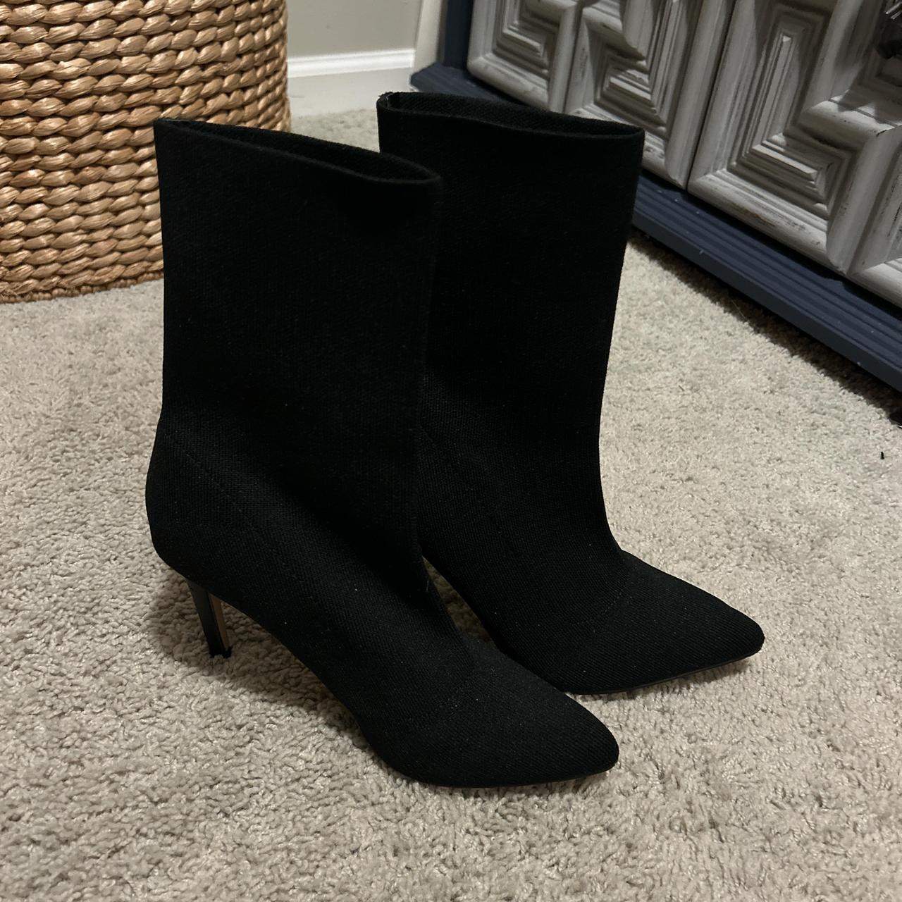 Express Black pointed toe boots with inch heel #boots Depop