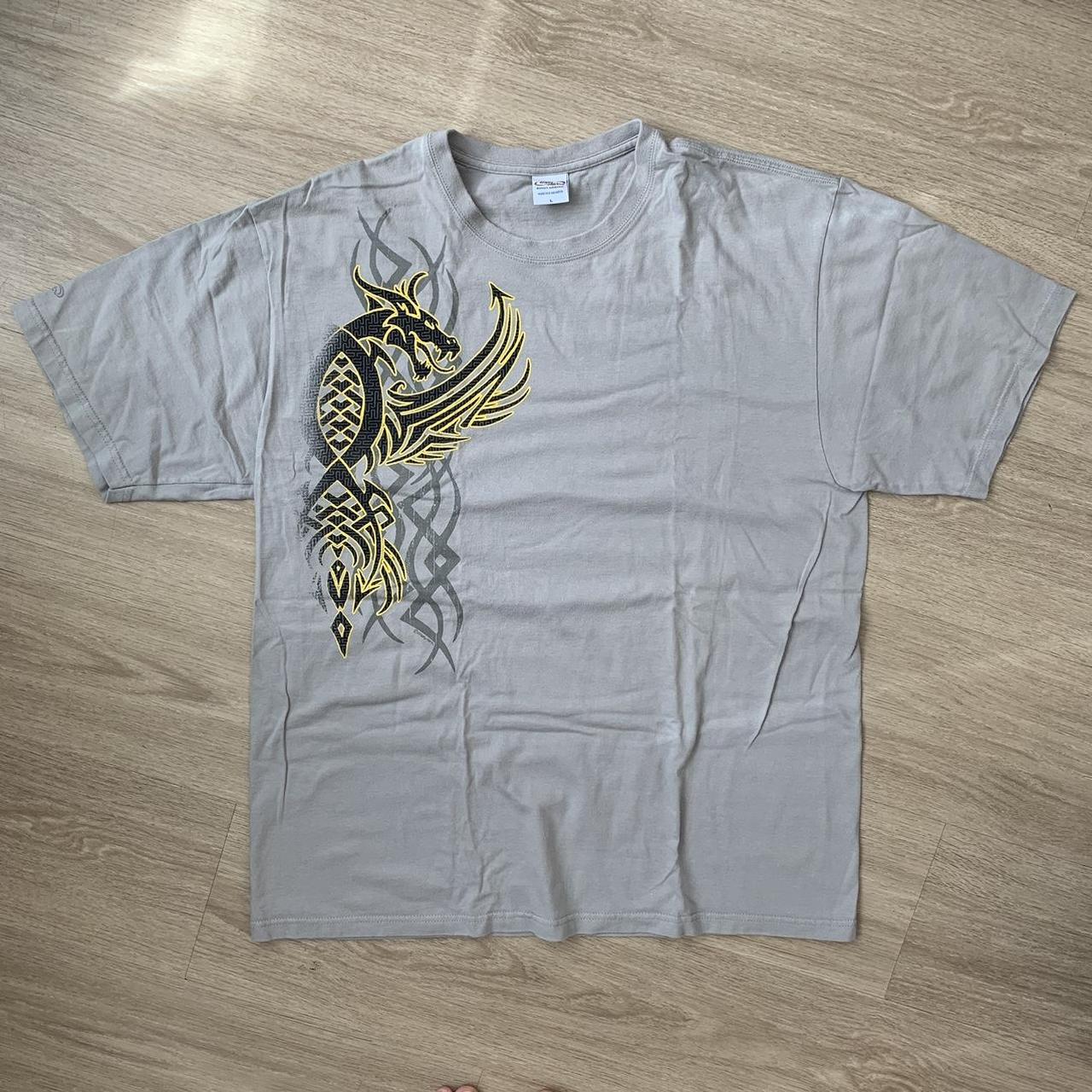 Crazy Shirts Men's Grey and Yellow Shirt Depop