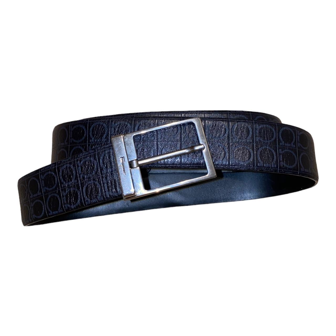 Salvatore Ferragamo Man Black Leather Reversible Belt 
