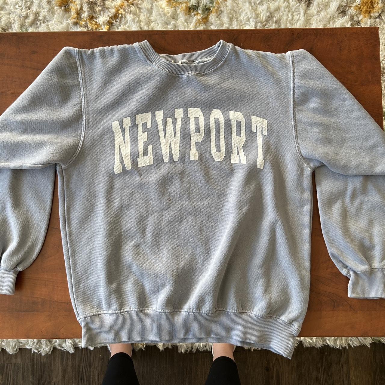Brandy Melville Women's Blue and White Sweatshirt Depop
